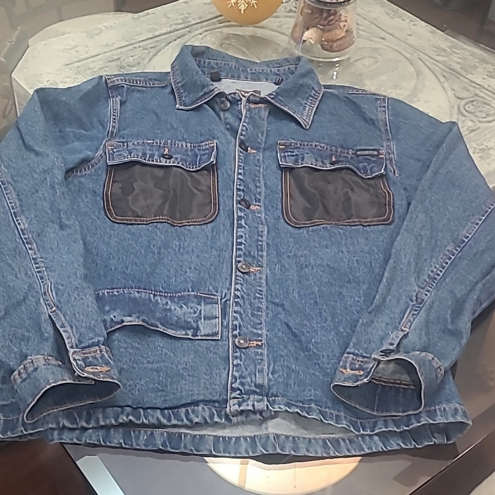 HUDSON MEN'S BLUE DENIM JEAN SHACKET jacket MEDIUM SIZE OVERSIZE LIKE NEW